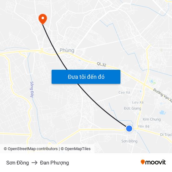 Sơn Đồng to Đan Phượng map