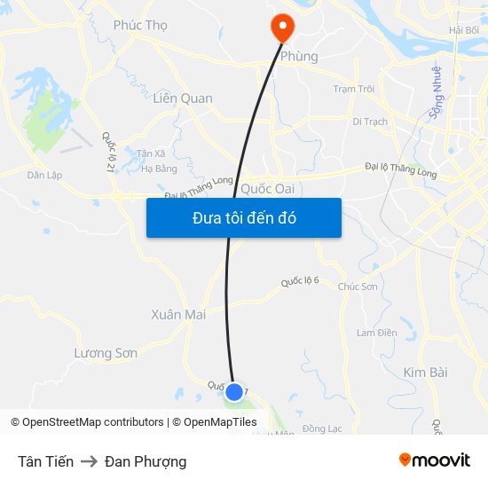 Tân Tiến to Đan Phượng map