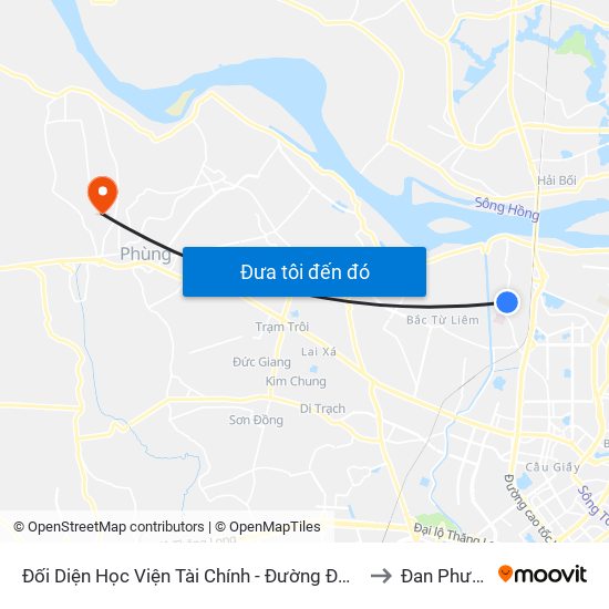 Đối Diện Học Viện Tài Chính - Đường Đức Thắng to Đan Phượng map