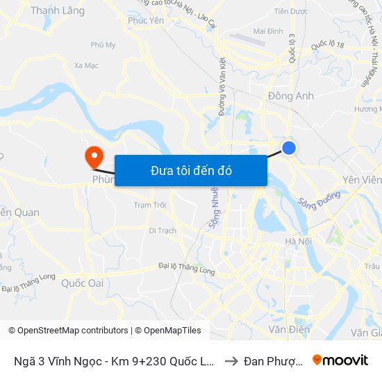 Ngã 3 Vĩnh Ngọc - Km 9+230 Quốc Lộ 3 to Đan Phượng map