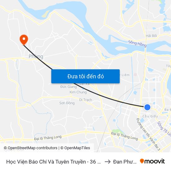 Học Viện Báo Chí Và Tuyên Truyền - 36 Xuân Thủy to Đan Phượng map