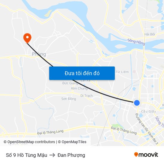 Số 9 Hồ Tùng Mậu to Đan Phượng map