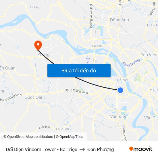 Đối Diện Vincom Tower - Bà Triệu to Đan Phượng map