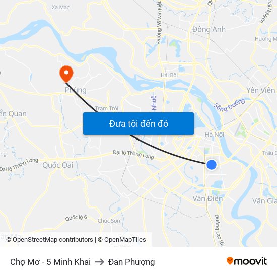Chợ Mơ - 5 Minh Khai to Đan Phượng map