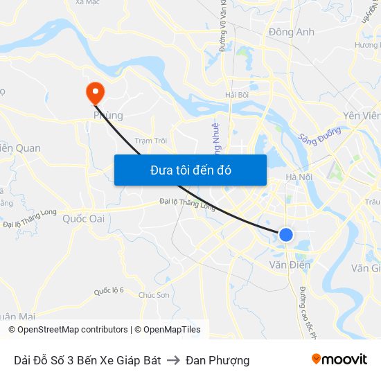 Dải Đỗ Số 3 Bến Xe Giáp Bát to Đan Phượng map