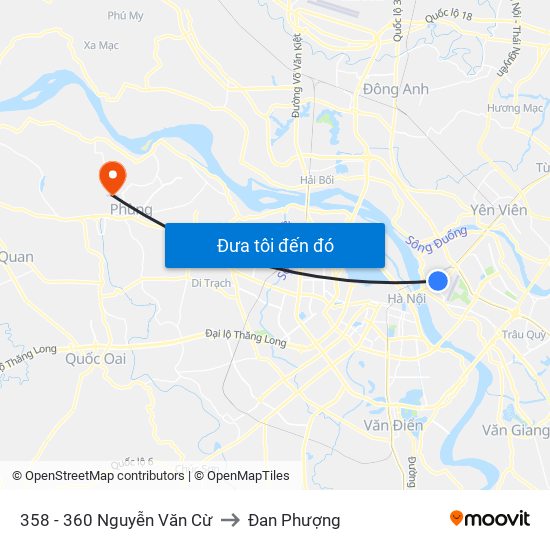 358 - 360 Nguyễn Văn Cừ to Đan Phượng map