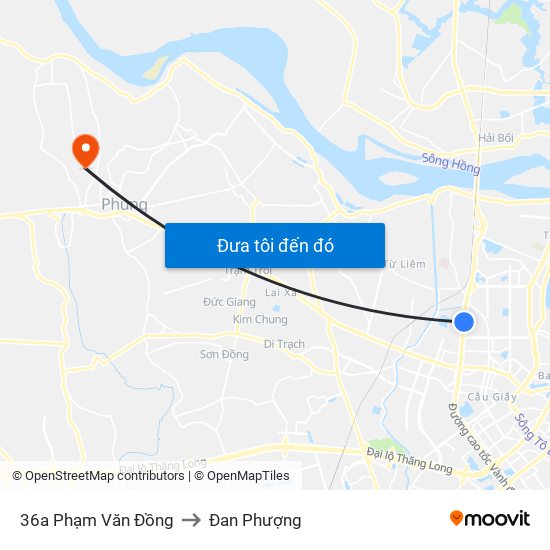 36a Phạm Văn Đồng to Đan Phượng map