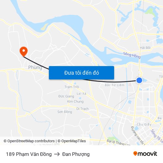 189 Phạm Văn Đồng to Đan Phượng map