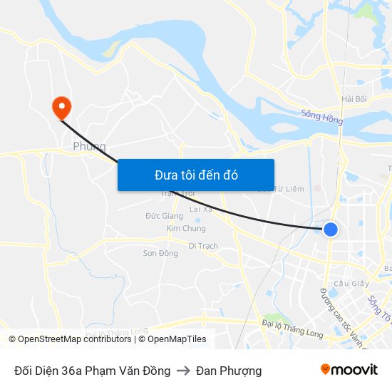 Đối Diện 36a Phạm Văn Đồng to Đan Phượng map