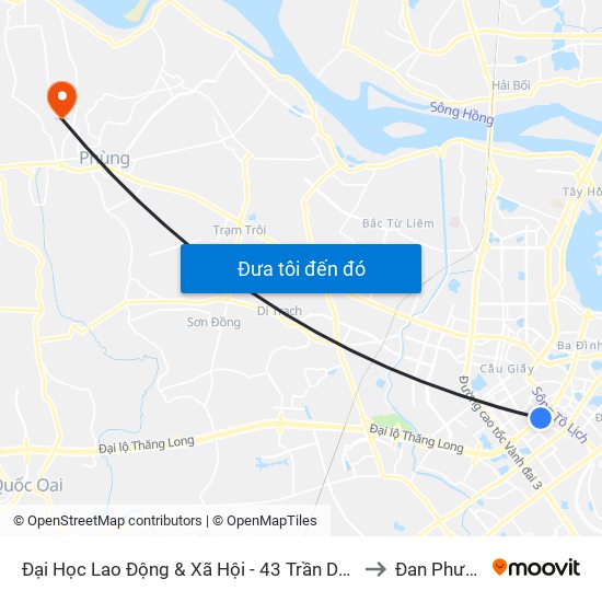 Đại Học Lao Động & Xã Hội - 43 Trần Duy Hưng to Đan Phượng map