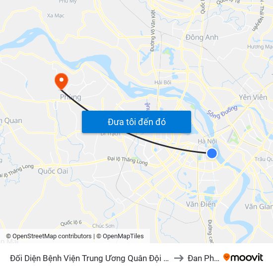 Đối Diện Bệnh Viện Trung Ương Quân Đội 108 - Trần Hưng Đạo to Đan Phượng map