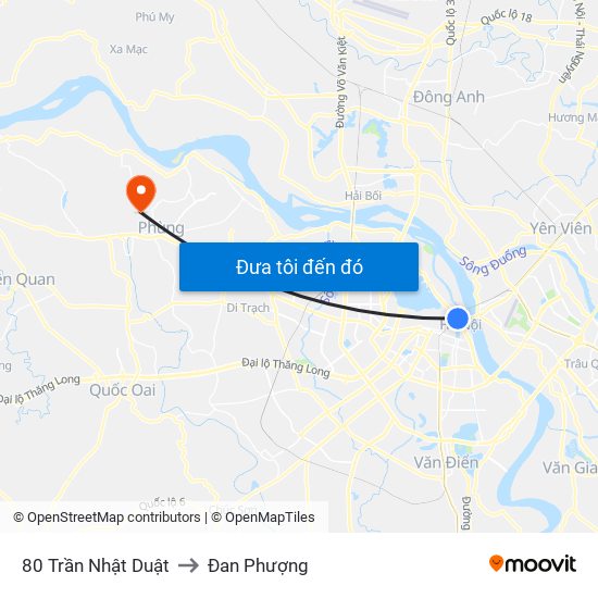 80 Trần Nhật Duật to Đan Phượng map