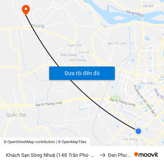 Khách Sạn Sông Nhuệ (148 Trần Phú- Hà Đông) to Đan Phượng map