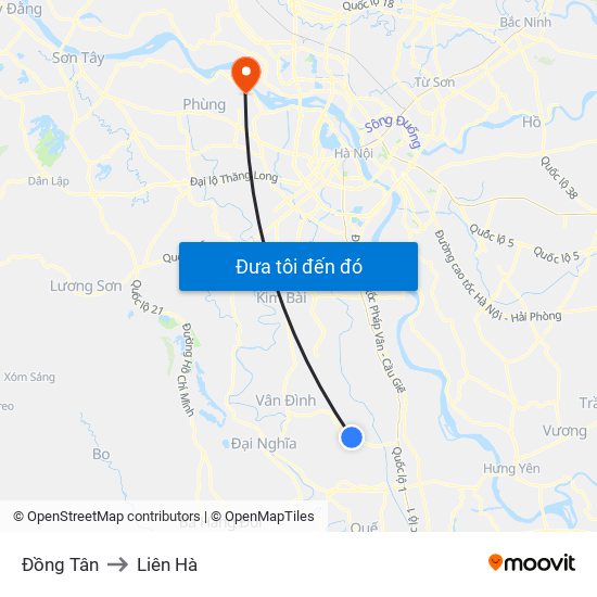 Đồng Tân to Liên Hà map