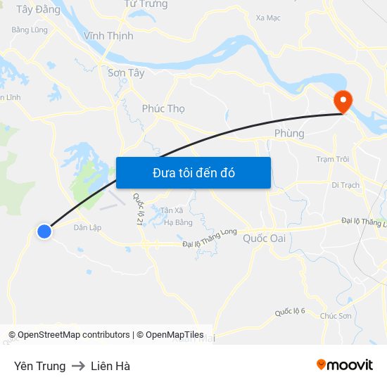 Yên Trung to Liên Hà map