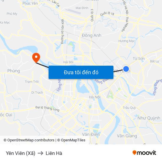 Yên Viên (Xã) to Liên Hà map