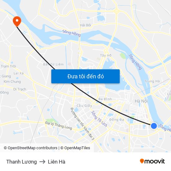 Thanh Lương to Liên Hà map