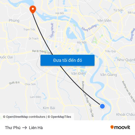 Thư Phú to Liên Hà map