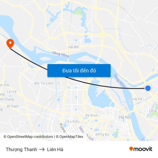 Thượng Thanh to Liên Hà map