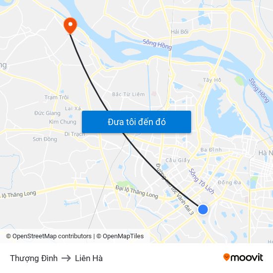 Thượng Đình to Liên Hà map