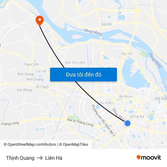 Thịnh Quang to Liên Hà map