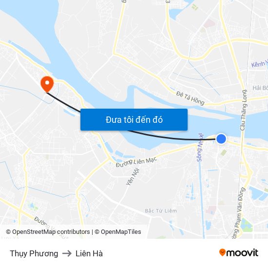 Thụy Phương to Liên Hà map