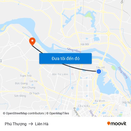 Phú Thượng to Liên Hà map