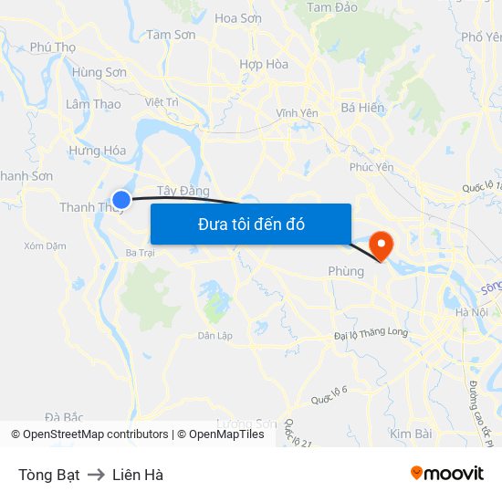 Tòng Bạt to Liên Hà map