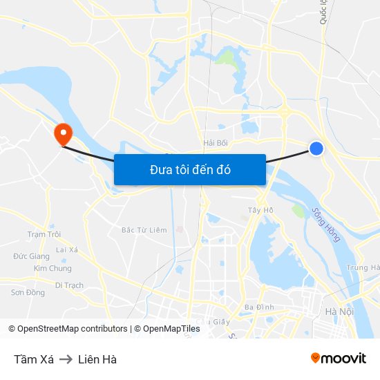 Tầm Xá to Liên Hà map