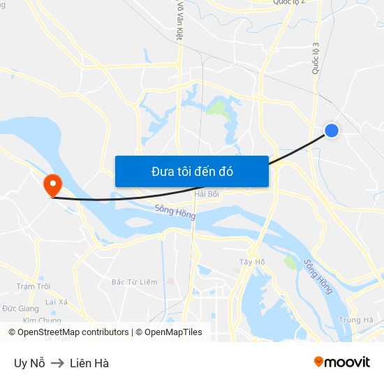 Uy Nỗ to Liên Hà map