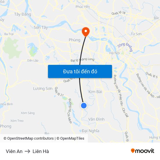 Viên An to Liên Hà map