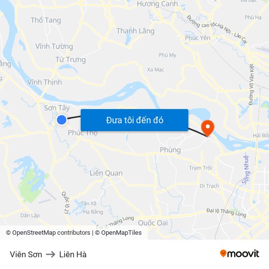 Viên Sơn to Liên Hà map