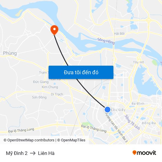 Mỹ Đình 2 to Liên Hà map