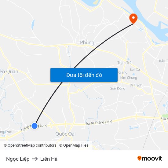 Ngọc Liệp to Liên Hà map