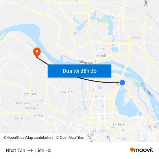 Nhật Tân to Liên Hà map