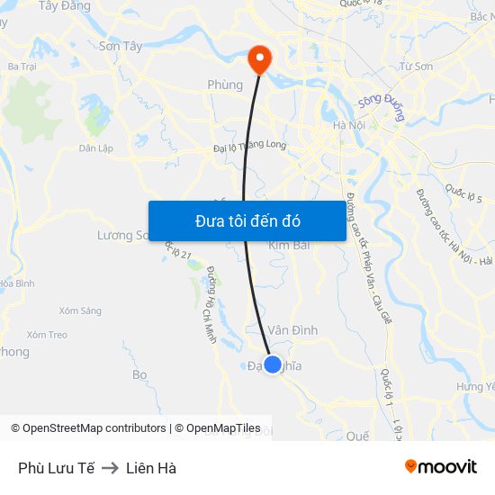 Phù Lưu Tế to Liên Hà map