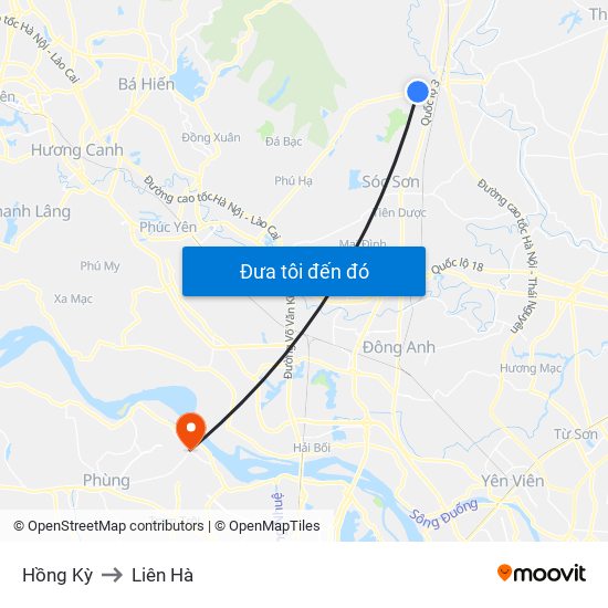 Hồng Kỳ to Liên Hà map