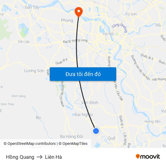 Hồng Quang to Liên Hà map