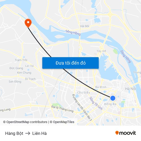 Hàng Bột to Liên Hà map