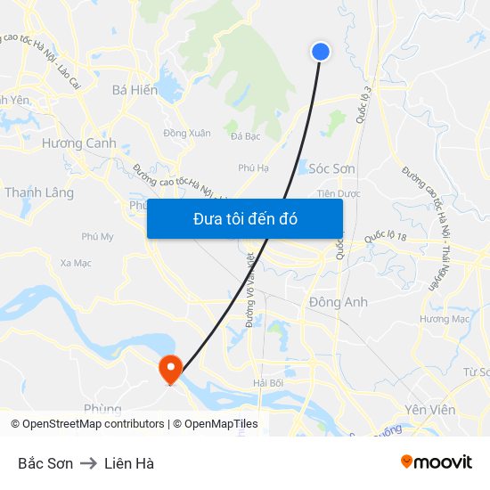 Bắc Sơn to Liên Hà map