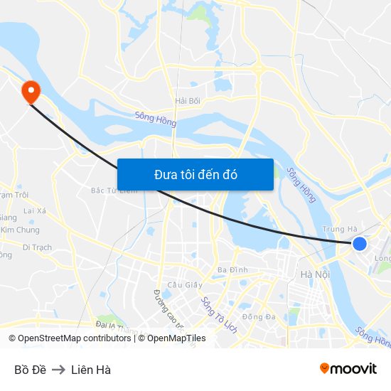 Bồ Đề to Liên Hà map