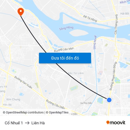 Cổ Nhuế 1 to Liên Hà map