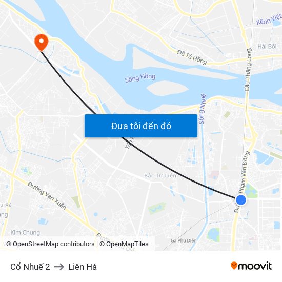 Cổ Nhuế 2 to Liên Hà map