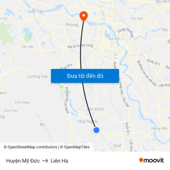 Huyện Mỹ Đức to Liên Hà map