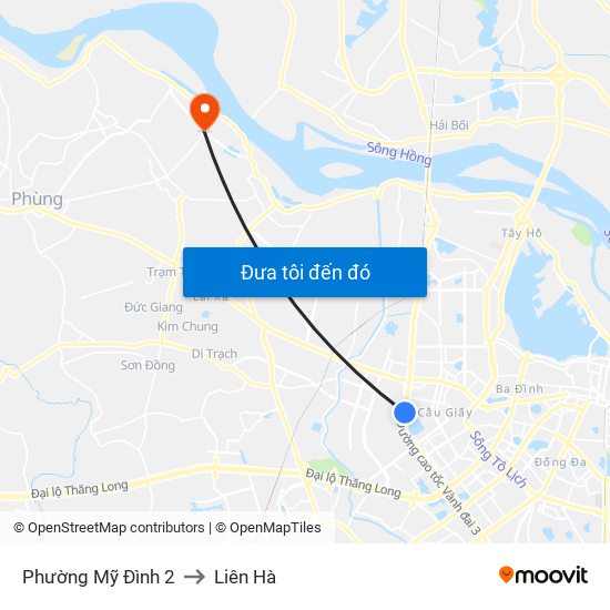 Phường Mỹ Đình 2 to Liên Hà map