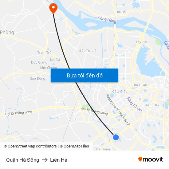 Quận Hà Đông to Liên Hà map