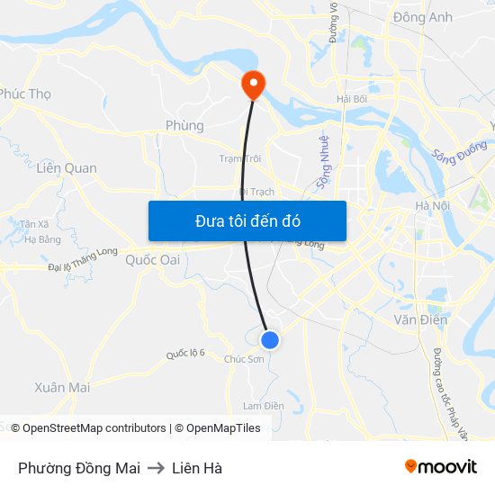 Phường Đồng Mai to Liên Hà map