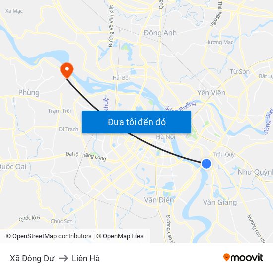 Xã Đông Dư to Liên Hà map