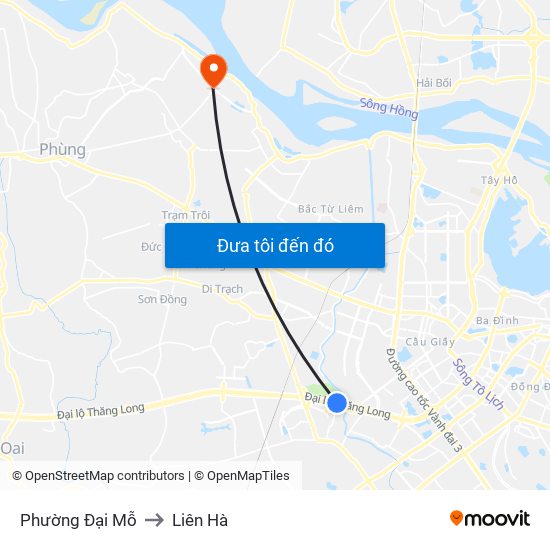 Phường Đại Mỗ to Liên Hà map