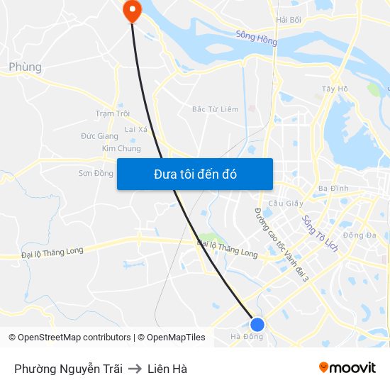 Phường Nguyễn Trãi to Liên Hà map